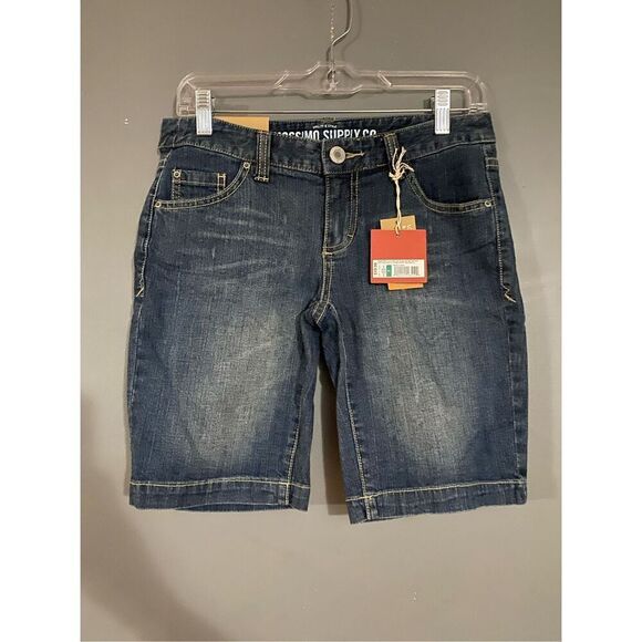 Mossimo Supply Co Medium Wash Denim Bermuda Shorts Size 7 NWT - Picture 1 of 5